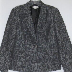 Coldwater Creek Blazer Jacket Black White Classic Career Tailored Style Size P8